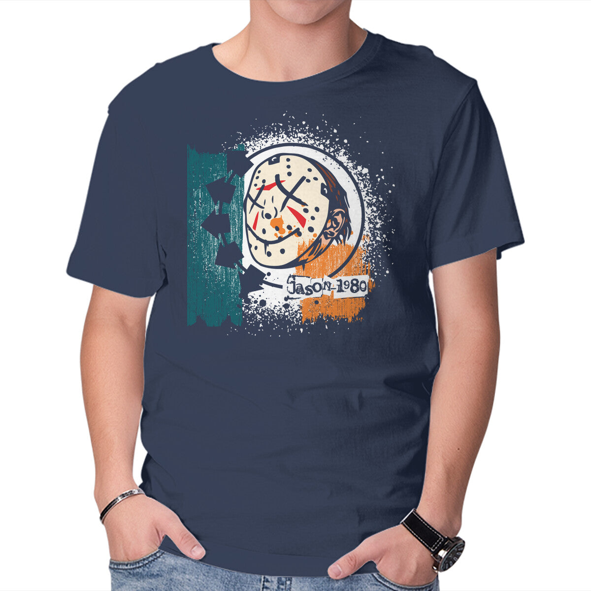 Jason 1980 – Horror Graphic T-Shirt in navy, product display