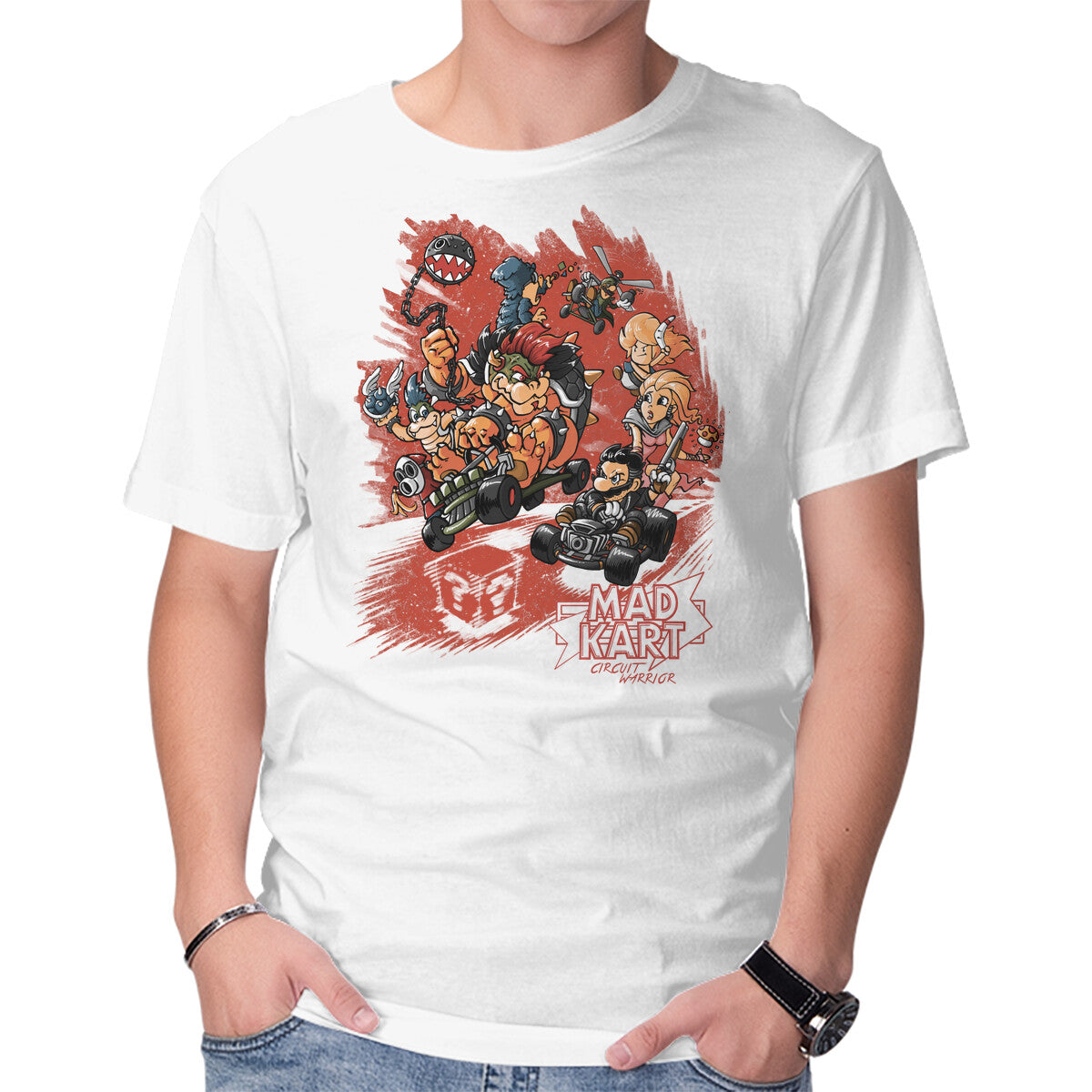 Mad Kart – Gaming Graphic T-Shirt in white, product display