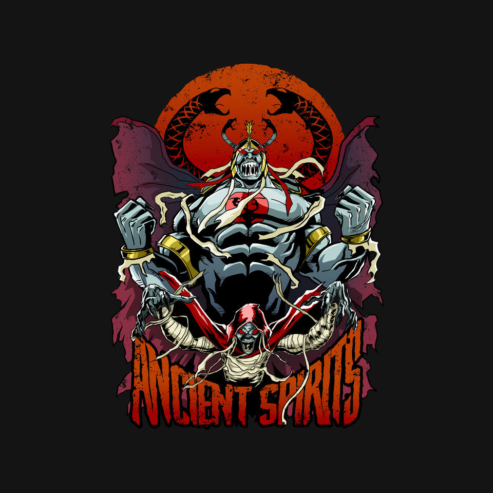 Ancient Spirits – Cat Graphic T-Shirt design artwork for black graphic T-shirt