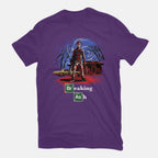 Breaking Ash – Horror Graphic T-Shirt in purple, flat-lay product view
