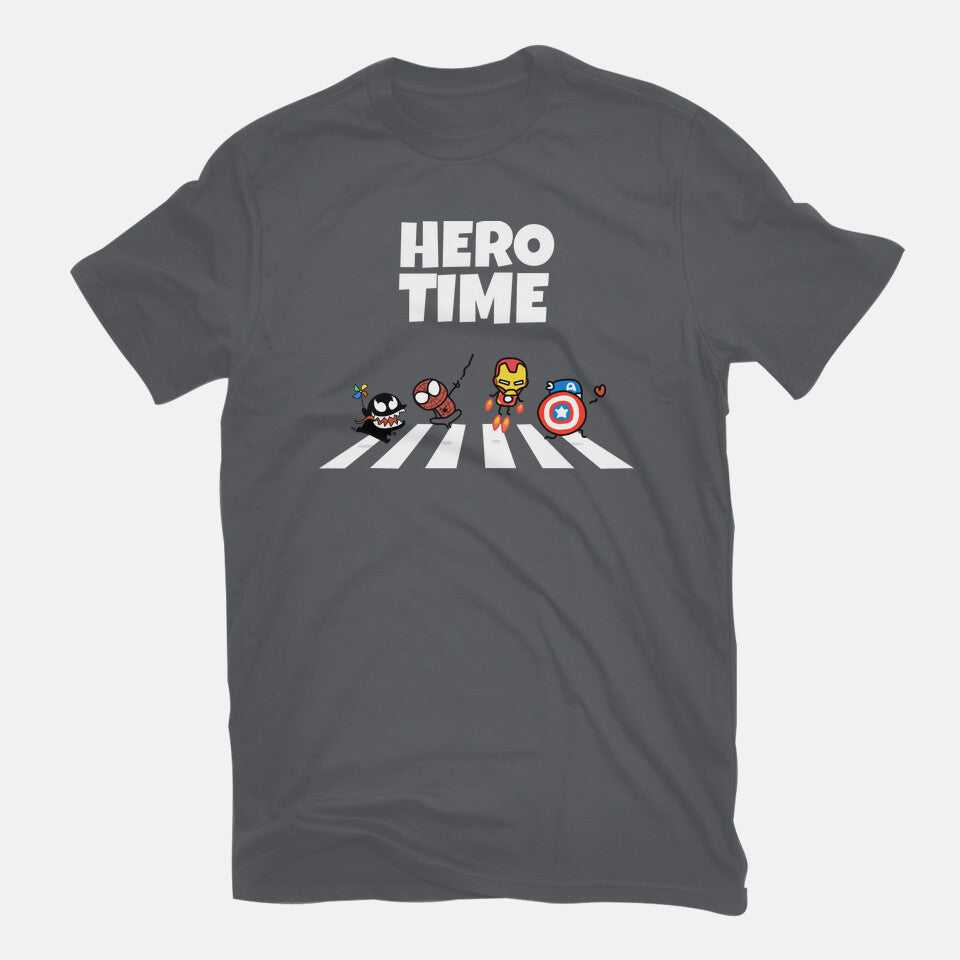 Hero Time – Movie Graphic T-Shirt in charcoal, flat-lay product view