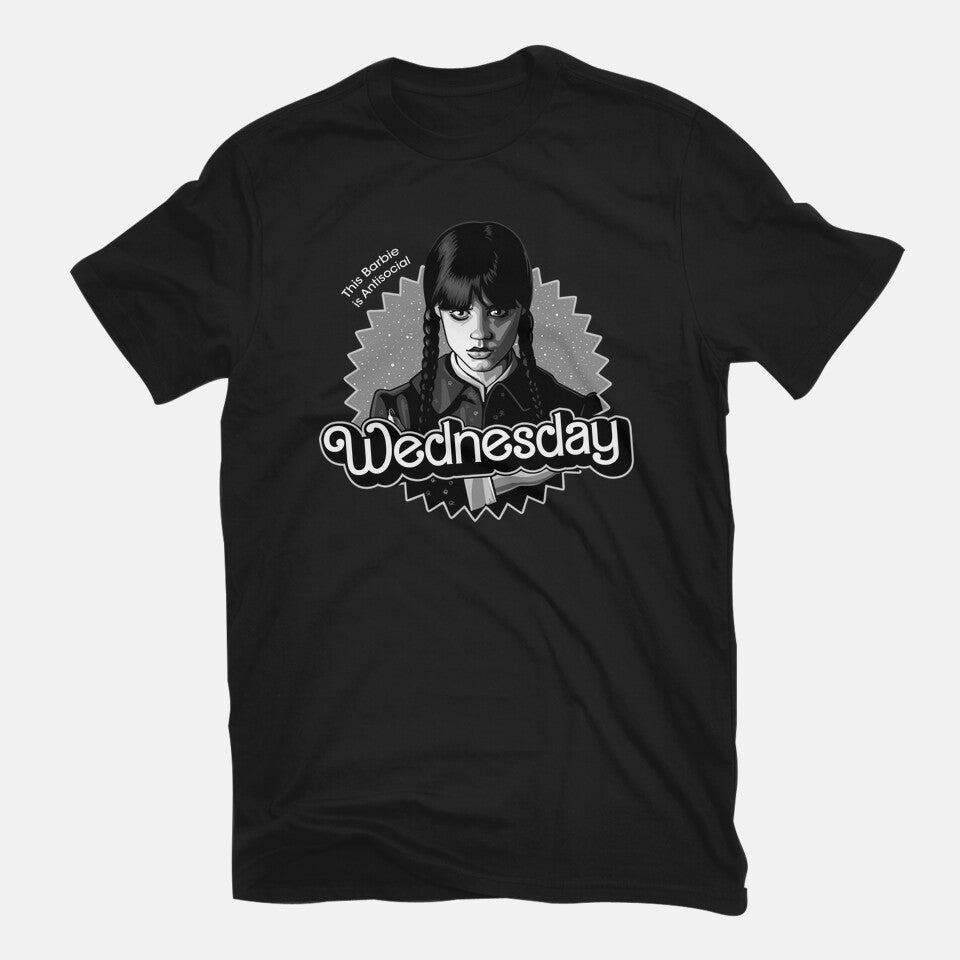 Antisocial Doll – Movie Graphic T-Shirt in black, flat-lay product view