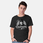 Model wearing black Antisocial Doll – Movie Graphic T-Shirt