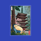 Taking A Nap In Japan – Anime Graphic T-Shirt design artwork for royal blue graphic T-shirt