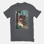 Taking A Nap In Japan – Anime Graphic T-Shirt in charcoal, flat-lay product view