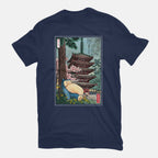 Taking A Nap In Japan – Anime Graphic T-Shirt in navy, flat-lay product view