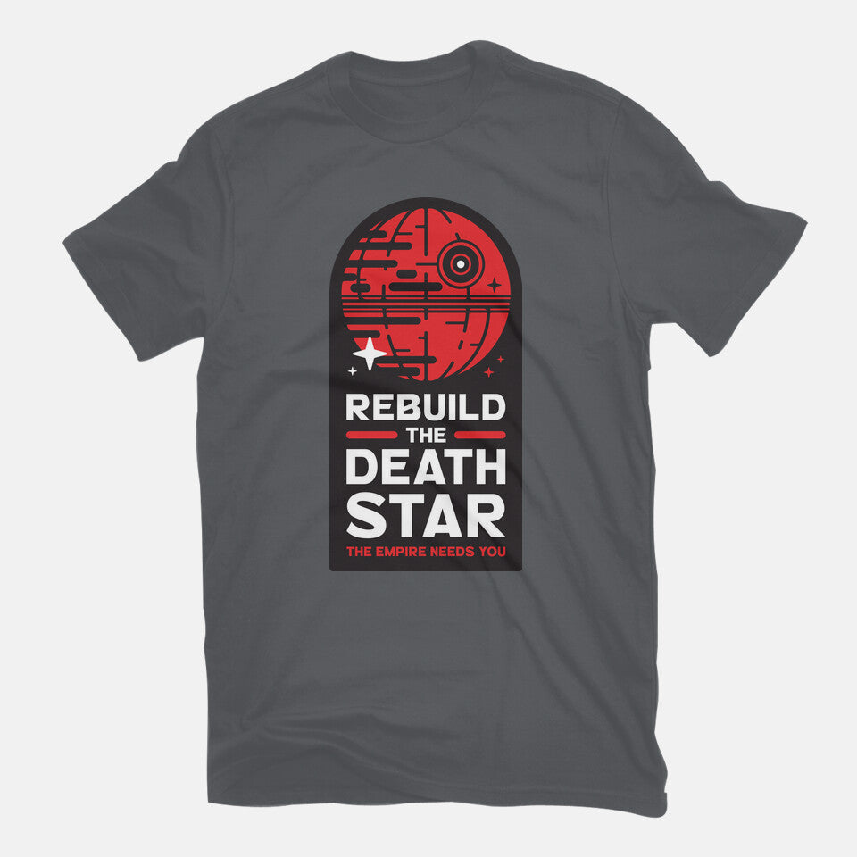 The Empire Needs You – Sci-Fi Graphic T-Shirt in charcoal, flat-lay product view