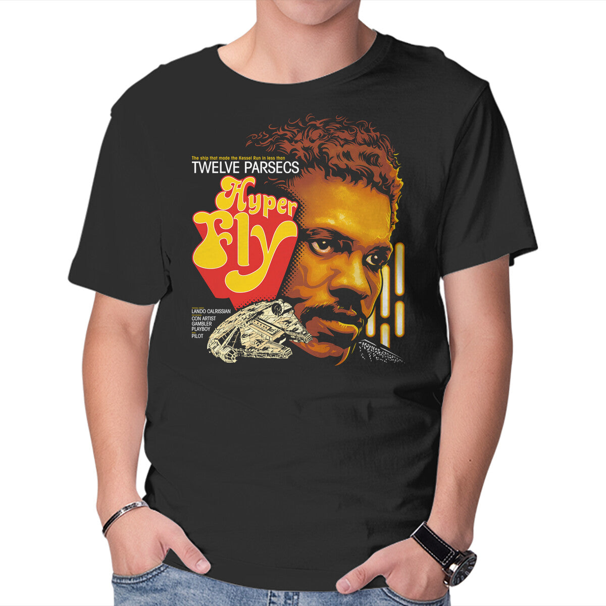 Hyper Fly – Sci-Fi Graphic T-Shirt in black, product display