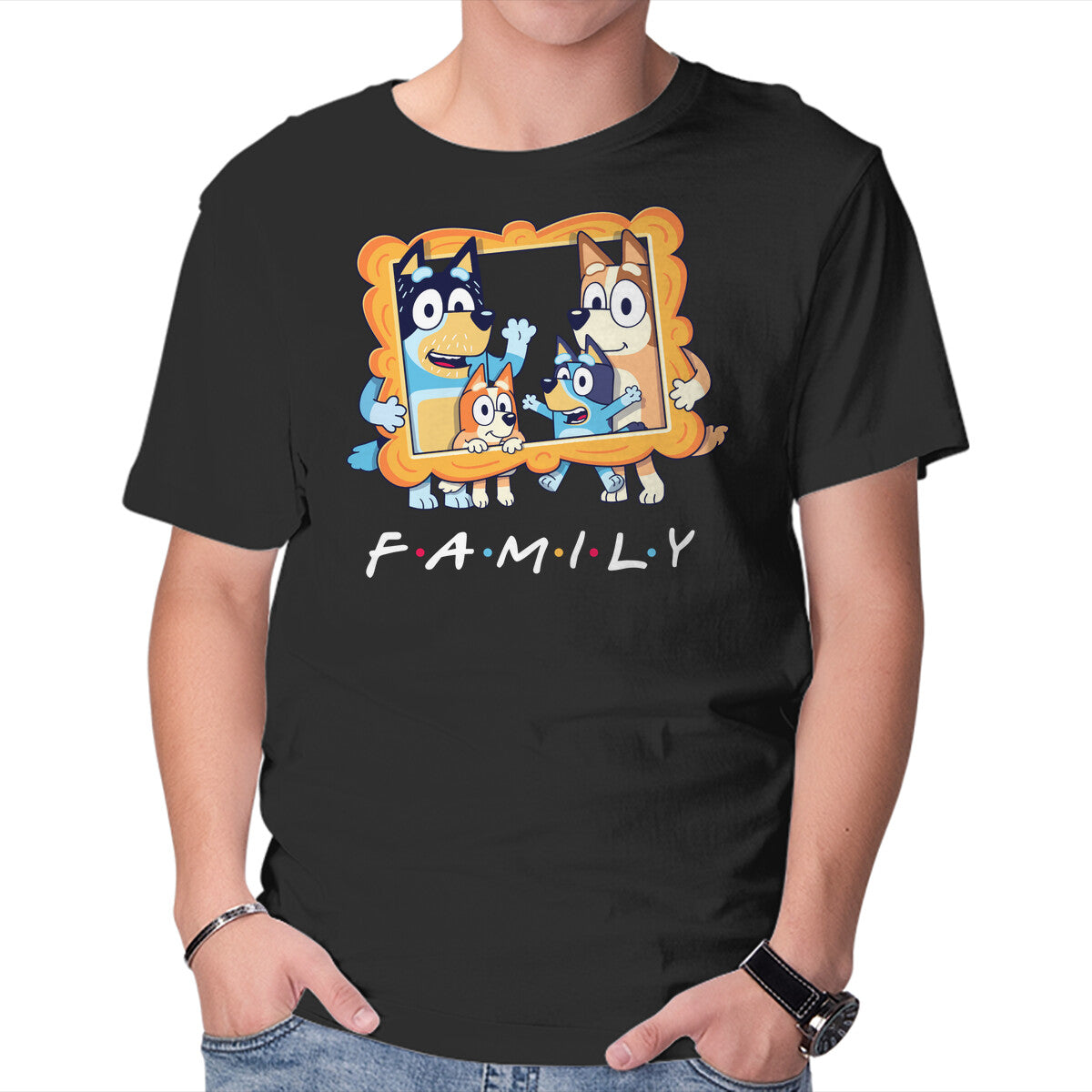 Family Friends – Dog Graphic T-Shirt in black, product display