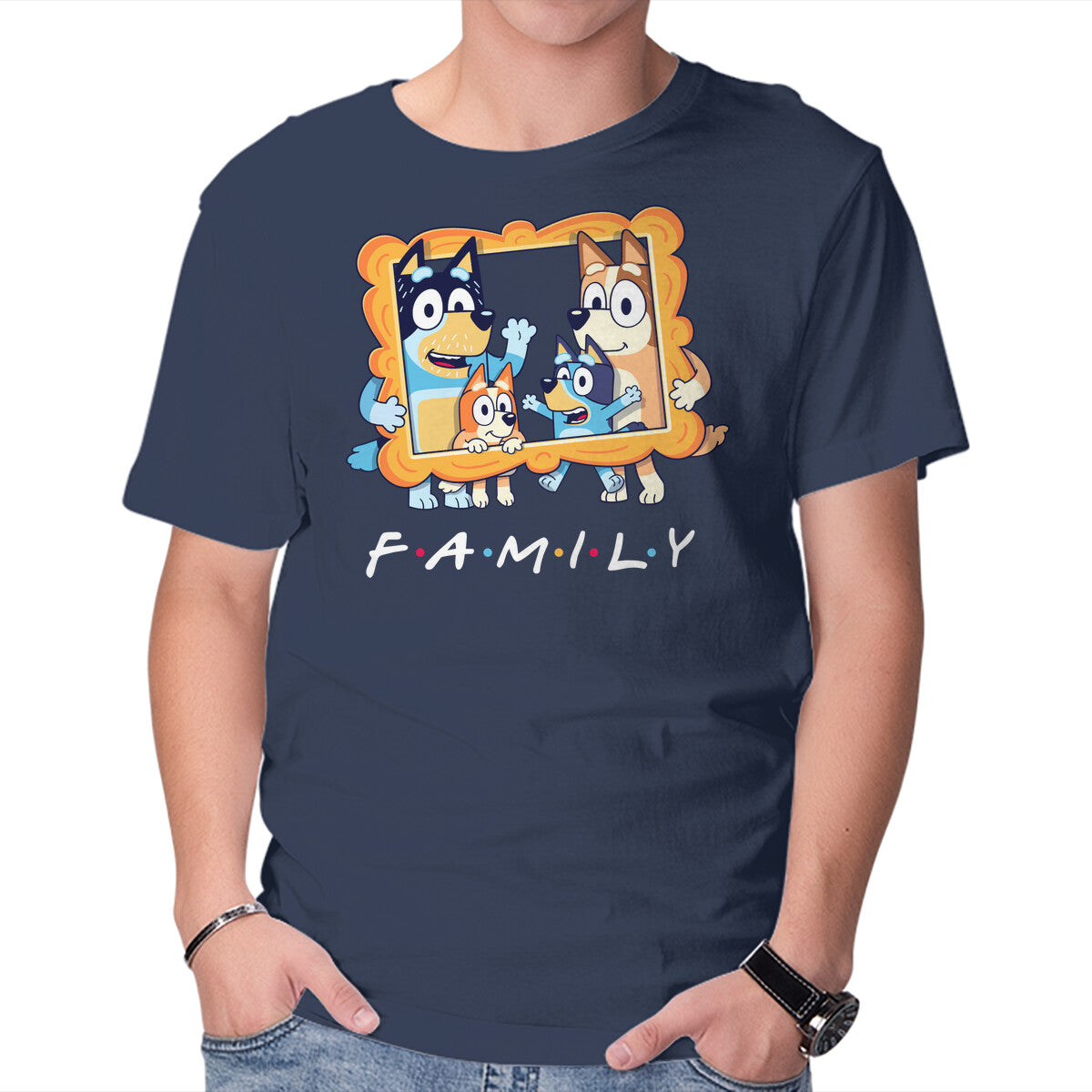 Family Friends – Dog Graphic T-Shirt in navy, product display