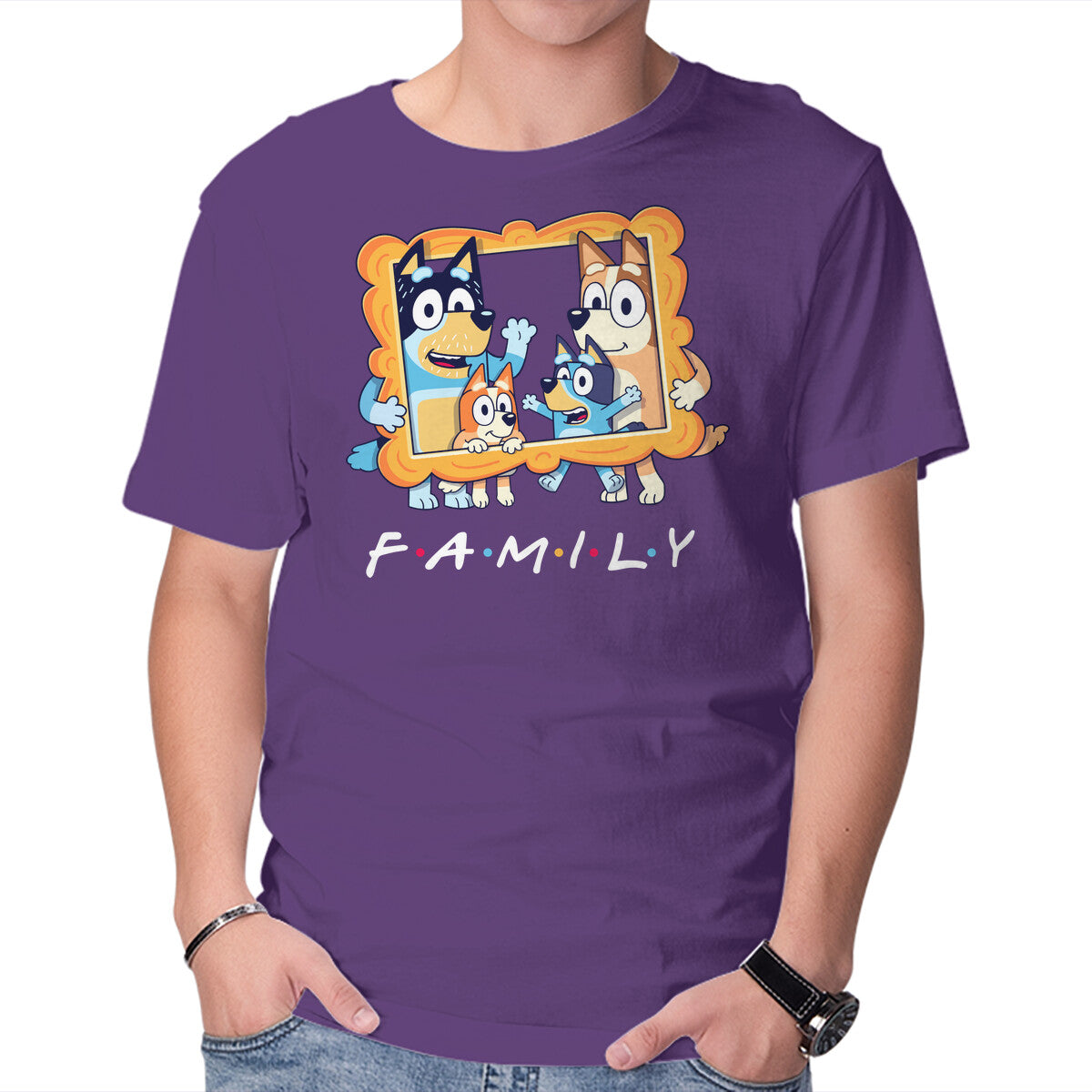 Family Friends – Dog Graphic T-Shirt in purple, product display