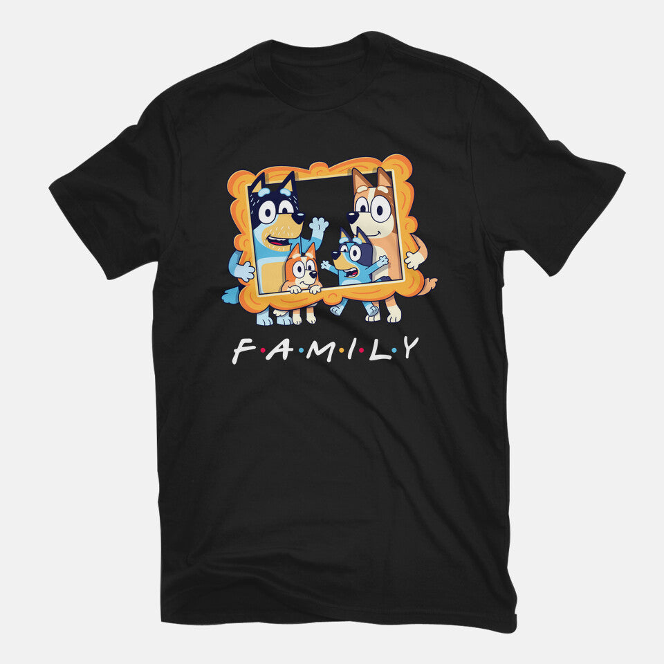 Family Friends – Dog Graphic T-Shirt in black, flat-lay product view