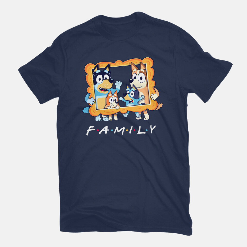Family Friends – Dog Graphic T-Shirt in navy, flat-lay product view