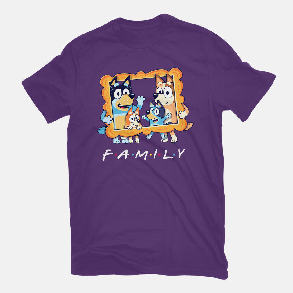 Family Friends – Dog Graphic T-Shirt in purple, flat-lay product view
