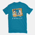 Family Friends – Dog Graphic T-Shirt in turquoise, flat-lay product view