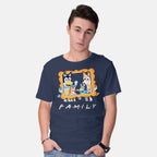 Model wearing navy Family Friends – Dog Graphic T-Shirt