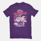 Support Your Local Vampire – Halloween Graphic T-Shirt in purple, flat-lay product view