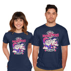Model wearing navy Support Your Local Vampire – Halloween Graphic T-Shirt