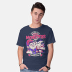 Model wearing navy Support Your Local Vampire – Halloween Graphic T-Shirt