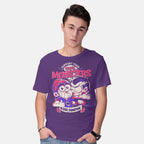 Model wearing purple Support Your Local Vampire – Halloween Graphic T-Shirt