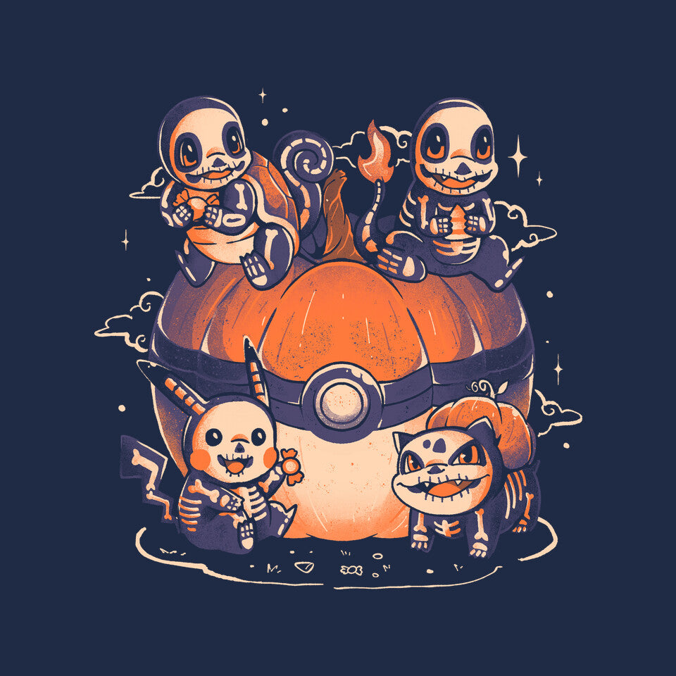 Pokeween – Halloween Graphic T-Shirt design artwork for navy graphic T-shirt