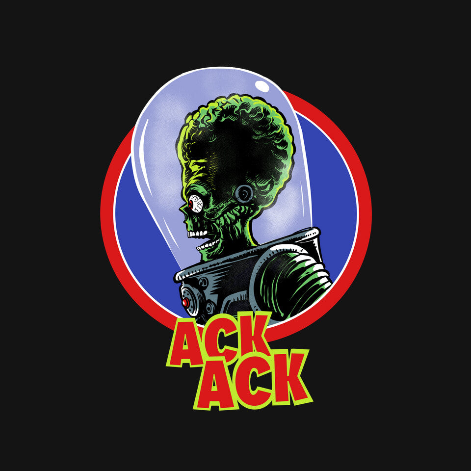 Ack Ack – Sci-Fi Graphic T-Shirt design artwork for black graphic T-shirt
