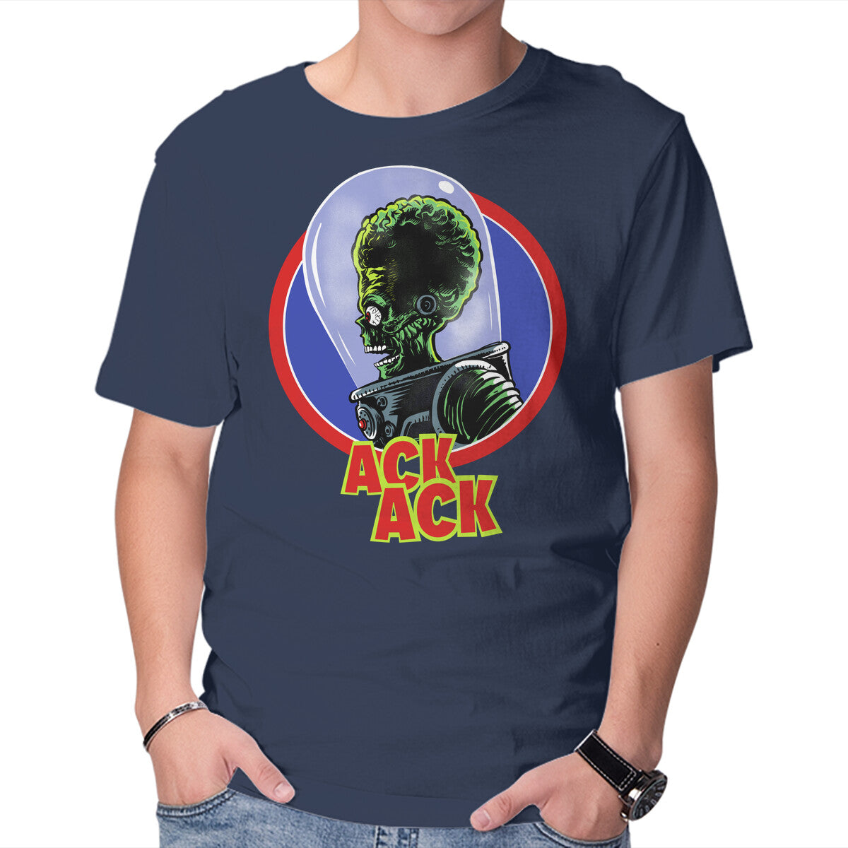 Ack Ack – Sci-Fi Graphic T-Shirt in navy, product display