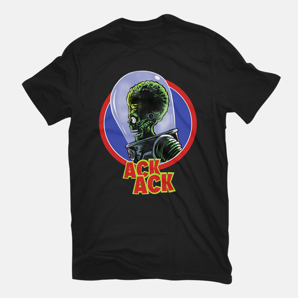 Ack Ack – Sci-Fi Graphic T-Shirt in black, flat-lay product view