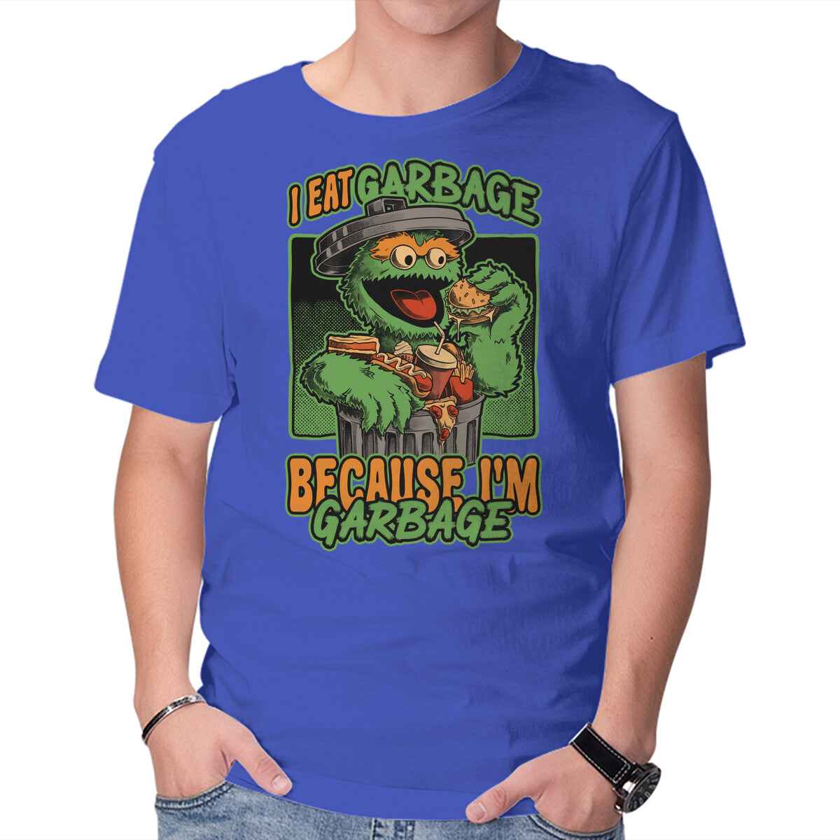 I'm Garbage – Funny Graphic T-Shirt in royal blue, product display