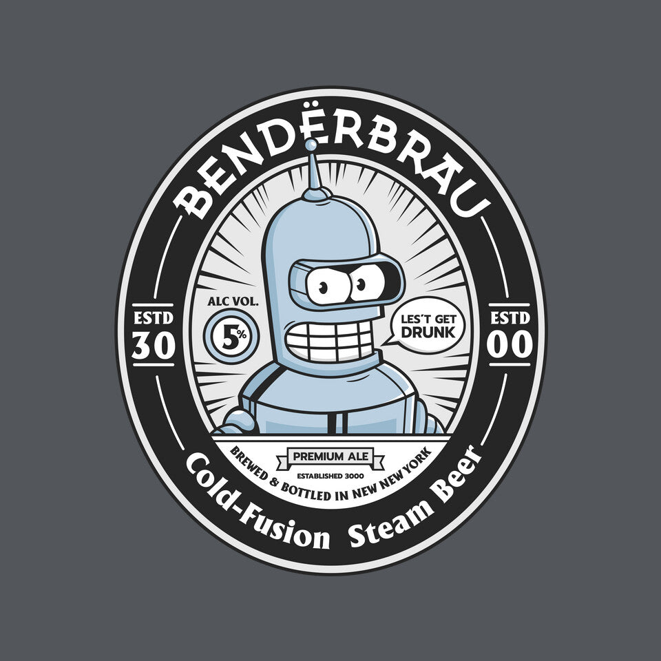 Bender Beer – Sci-Fi Graphic T-Shirt design artwork for charcoal graphic T-shirt