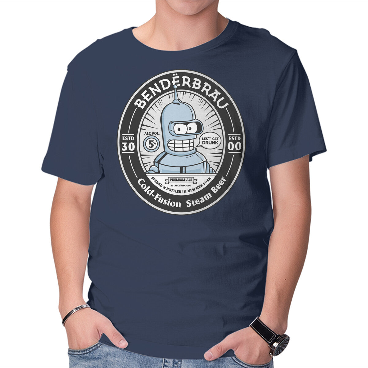 Bender Beer – Sci-Fi Graphic T-Shirt in navy, product display