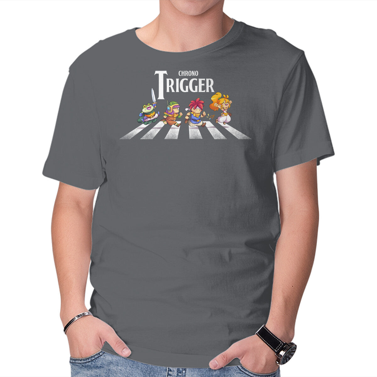Chono Road – Gaming Graphic T-Shirt in charcoal, product display