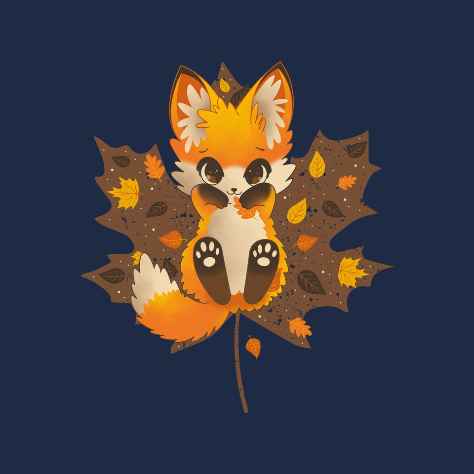 Autumn Kitsune – Animal Graphic T-Shirt design artwork for navy graphic T-shirt