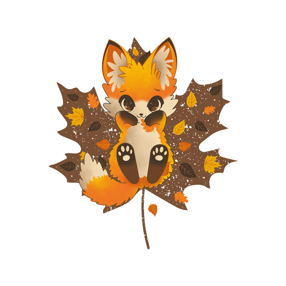 Autumn Kitsune – Animal Graphic T-Shirt design artwork for white graphic T-shirt