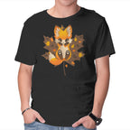 Autumn Kitsune – Animal Graphic T-Shirt in black, product display