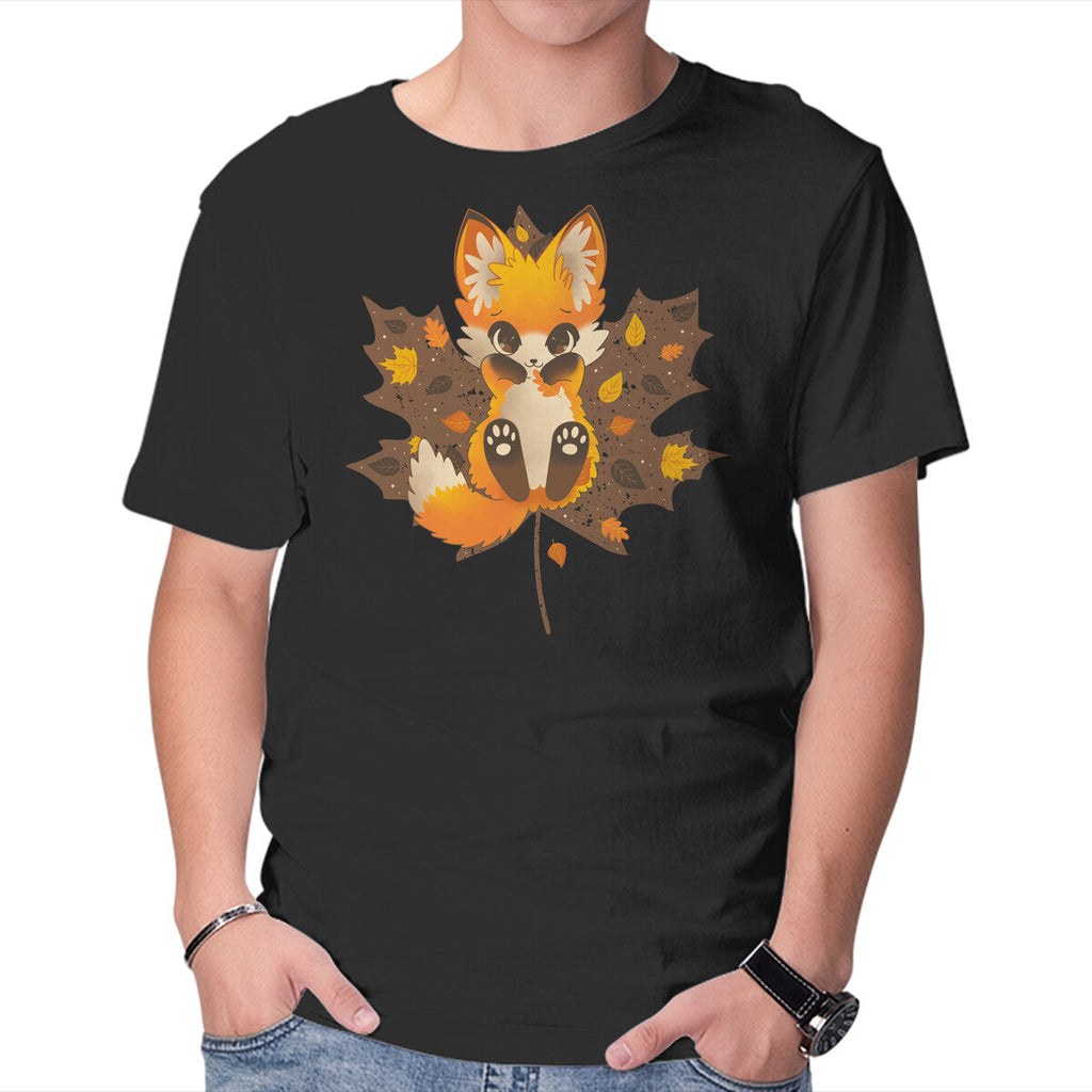 Autumn Kitsune – Animal Graphic T-Shirt in black, product display