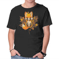 Autumn Kitsune – Animal Graphic T-Shirt in black, product display