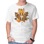 Autumn Kitsune – Animal Graphic T-Shirt in white, product display