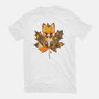 Autumn Kitsune – Animal Graphic T-Shirt in white, flat-lay product view