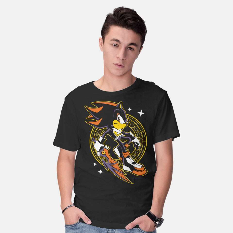 Model wearing black Black Heart – Gaming Graphic T-Shirt