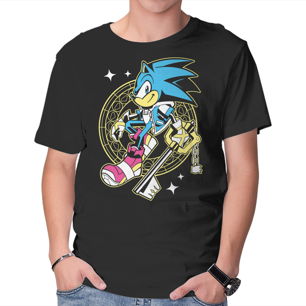 Blue Heart – Gaming Graphic T-Shirt in black, product display