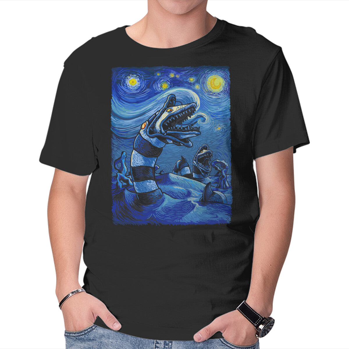 Starry Saturn – Horror Graphic T-Shirt in black, product display