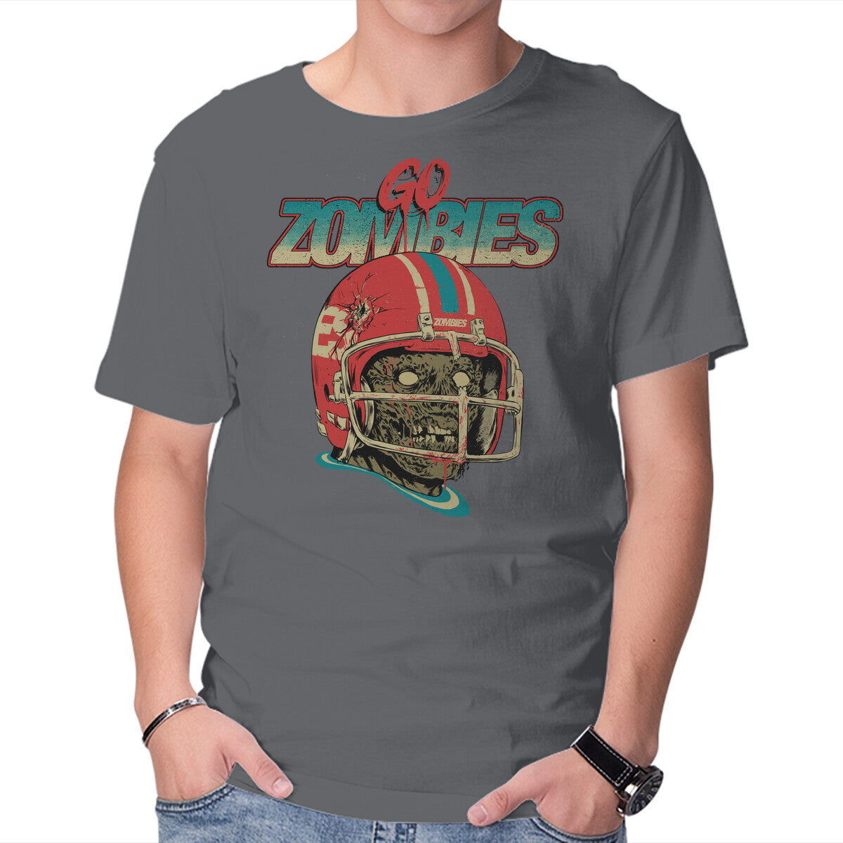 Go Zombies – Halloween Graphic T-Shirt in charcoal, product display