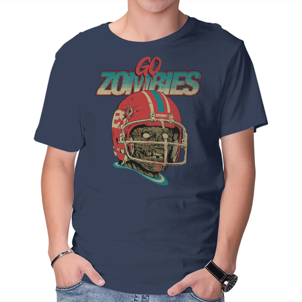 Go Zombies – Halloween Graphic T-Shirt in navy, product display