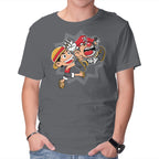 Super Stretchy Boy – Anime Graphic T-Shirt in charcoal, product display