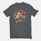 Super Stretchy Boy – Anime Graphic T-Shirt in charcoal, flat-lay product view
