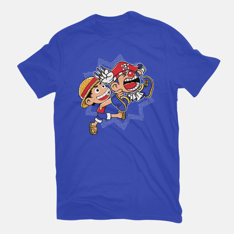 Super Stretchy Boy – Anime Graphic T-Shirt in royal blue, flat-lay product view