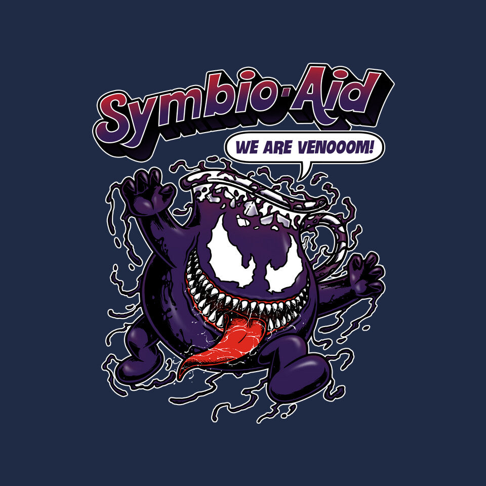 Symbio-Aid – Movie Graphic T-Shirt design artwork for navy graphic T-shirt