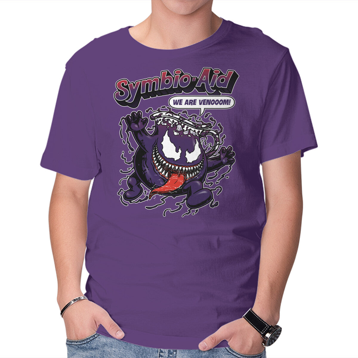 Symbio-Aid – Movie Graphic T-Shirt in purple, product display