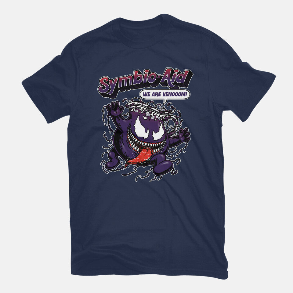 Symbio-Aid – Movie Graphic T-Shirt in navy, flat-lay product view